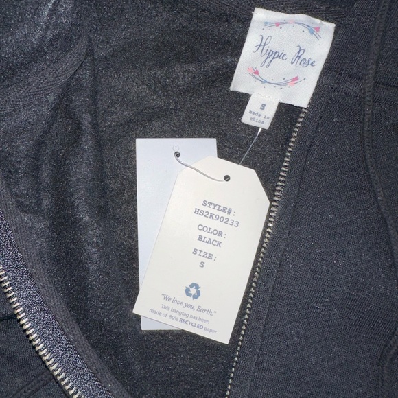 HIPPIE ROSE Juniors' Zip-Up Hoodie in Black - Picture 2 of 2